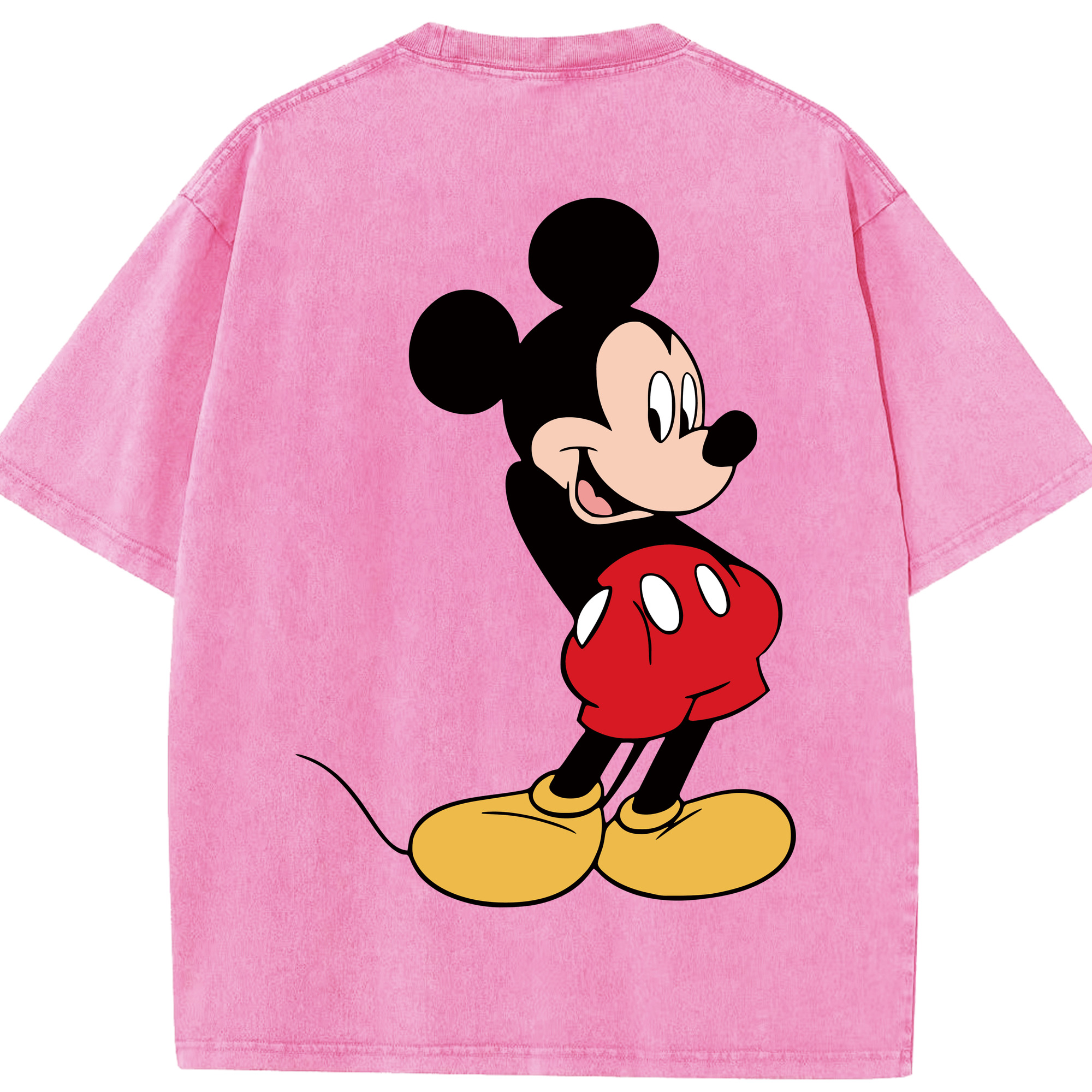 （画像用） ミッキーマウス Mickey Mouse 綿100% ヴィンテージ風 半袖Tシャツ（背面プリント）